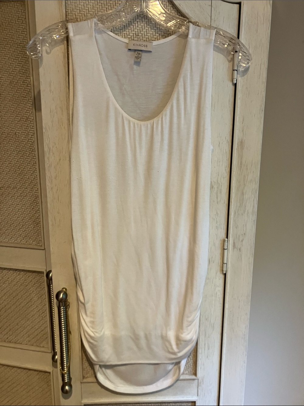 Kinross Ruched Layering Tank Small White